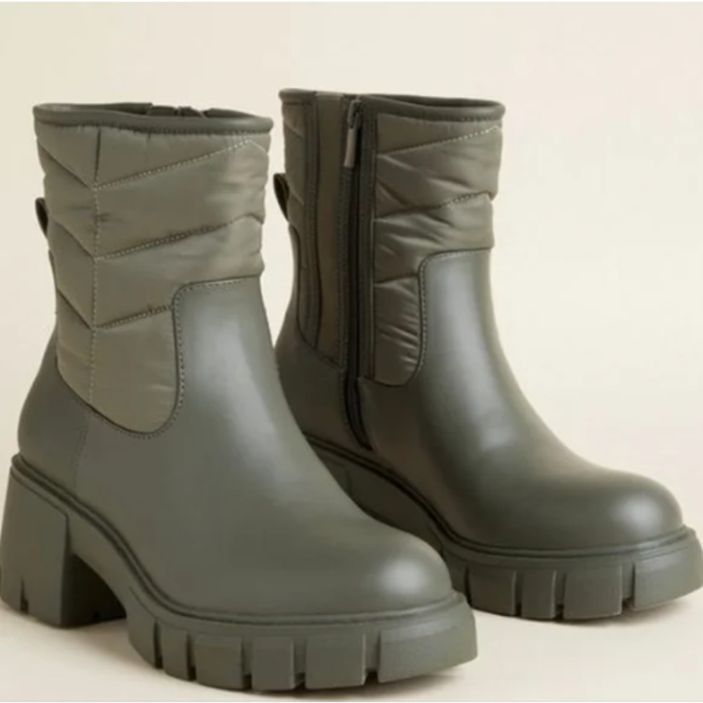 Torrid Olive Green Quilted Chunky Heel Bootie - 10.5WW